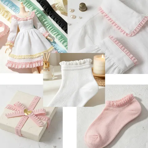 Elastic Pleated Ruffle Lace Ribbon Trim For DIY Garment Sewing Accessories And Craft Fabric Decoration