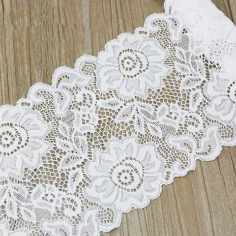 Nylon Kant Afwerking Lint Bloemen Borduurwerk Stof Voor Naaien DIY Ambachten Kleding Accessoires Wit Zwart Effen Kleur
