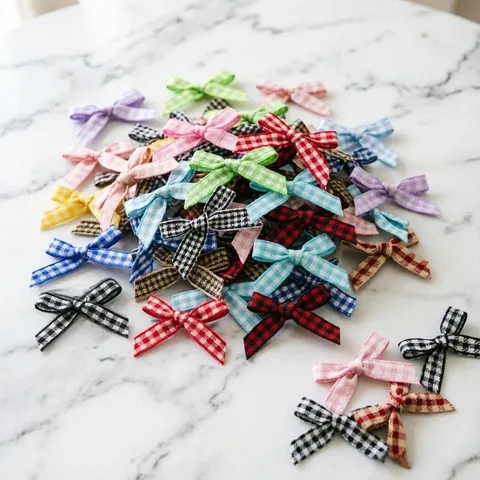 Fiocchi in Nastro Scozzese Colorati Mini Fiocchi in Tessuto Per Scatola Regalo Scatola Caramelle Matrimonio Accessori Decorazione Festa