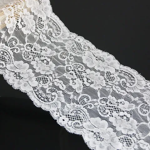 White Black Elastic Lace Trim Fabric Hollow Out Floral Ribbon For DIY Sewing Garment Accessories Crafting