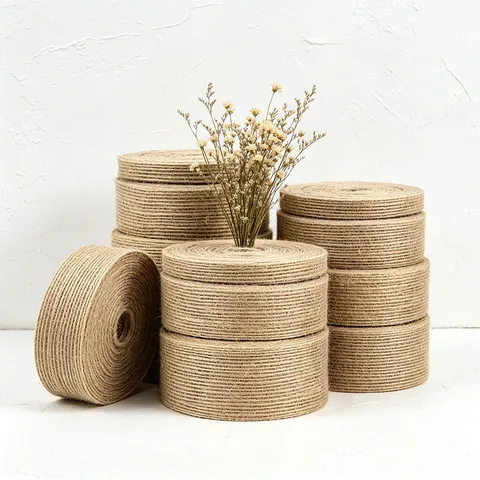 Natural Linen Lace Trim Ribbon Roll Woven Burlap Fabric Tape For DIY Craft Sewing Apparel Home Decoration