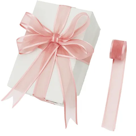 Rotolo di Nastro in Organza Trasparente Rosa Nastro Traslucido Per Confezioni Regalo Decorazioni per Feste di Matrimonio Fiocchi per Capelli