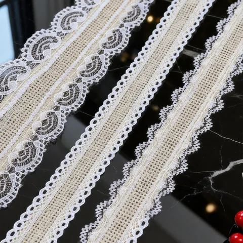 Multisize Linen Lace Trim Ribbon Sewing Craft Fabric Vintage Style For Wedding Party DIY Home Decoration