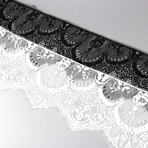 Black White Eyelash Lace Trim Ribbon Embroidered Floral Lace Fabric For DIY Sewing Craft Garment Accessories