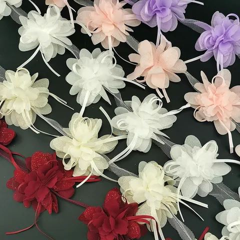 Mehrfarbige Chiffon Blume Spitzenbesatz 3D Blütenblätter Band Applikation Für DIY Handwerk Geschenkverpackung Hochzeit Nähen Zubehör