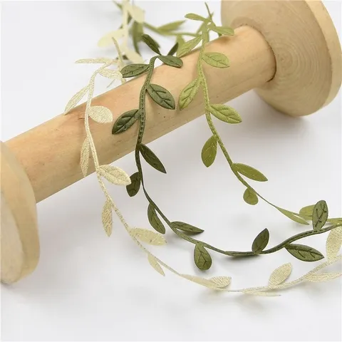 Artificial Leaf Trim Fabric Ribbon Green Gold Silver Vine For DIY Craft Gift Wrapping Wedding Party Home Decor
