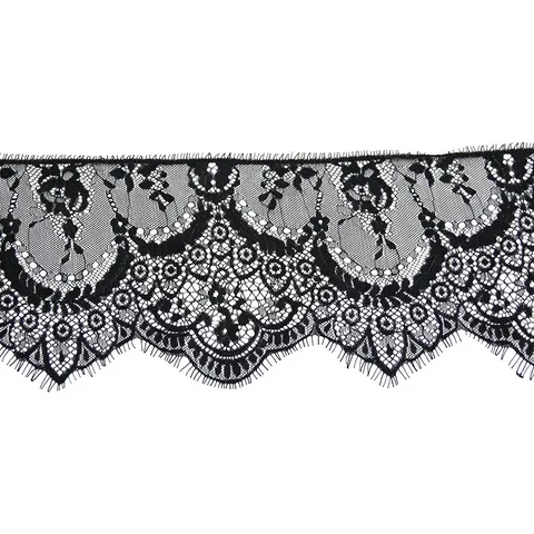 Black White Eyelash Lace Trim Ribbon Embroidered Floral Lace Fabric For DIY Sewing Craft Garment Accessories