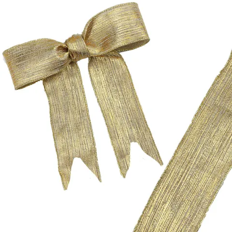 Gold Weihnachten Drahtkante Band Metallischer Stoff Band Für Geschenkverpackung DIY Schleifen Feiertagsparty Dekoration Handwerk