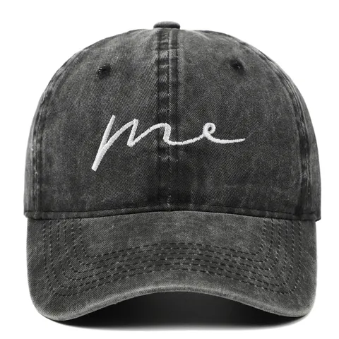 Unisex Japanese Minimalist Cotton Embroidered Letter Baseball Cap Vintage Washed Adjustable Sun Protection Outdoor Sunscreen Duckbill Hat