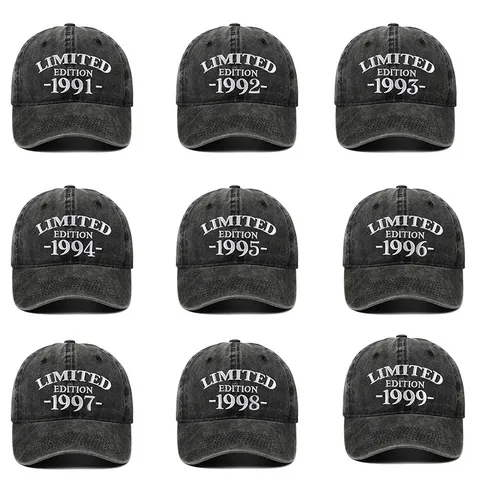Retro Cotton Washed Distressed Baseball Cap Embroidered Limited Edition Year Theme Adjustable Sun Protection Hat For Men Women Birthday Gift