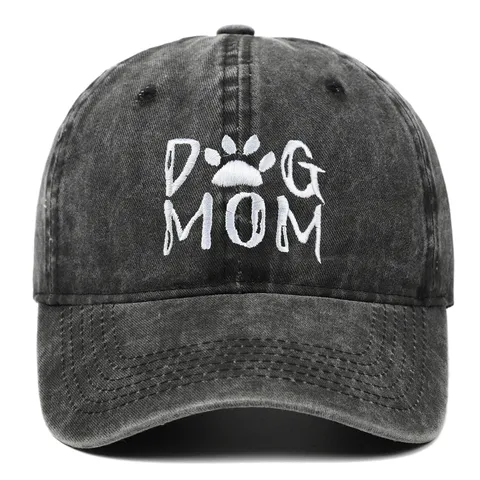 Washed Cotton Embroidery Dog Mom Dad Baseball Cap For Women Men Distressed Adjustable Retro Outdoor Sport Sun Hat