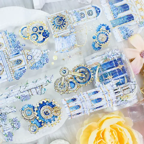 Vintage Washi PET Tape Die-Cut Scrapbook Decorative Tape Starlight Garden Floral Butterfly Stationery Craft Tape