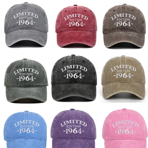 1964 Limited Edition Embroidered Baseball Cap Retro Washed Cotton Hat 60th Birthday Gift For Men Women Distressed Sun Hat