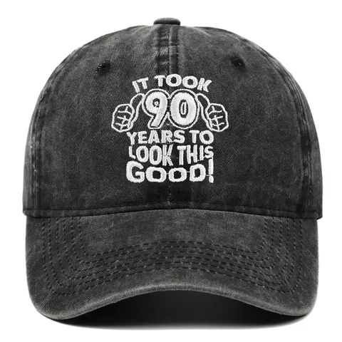 Vintage 90th Birthday Gift Baseball Cap Washed Cotton Embroidered Distressed Adjustable Sun Hat For Men Women
