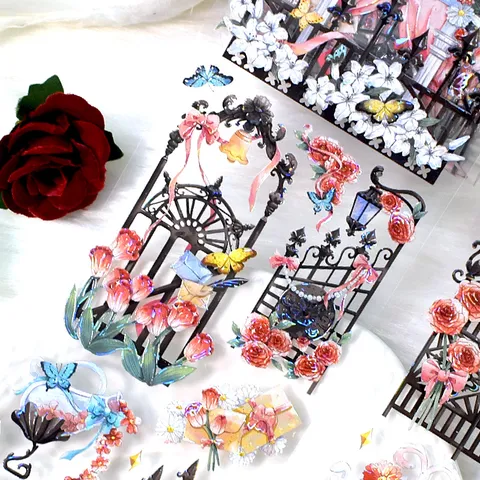Decorative PET Washi Tape Vintage Character Floral Background Collage Sticker For Journaling Scrapbooking DIY Craft