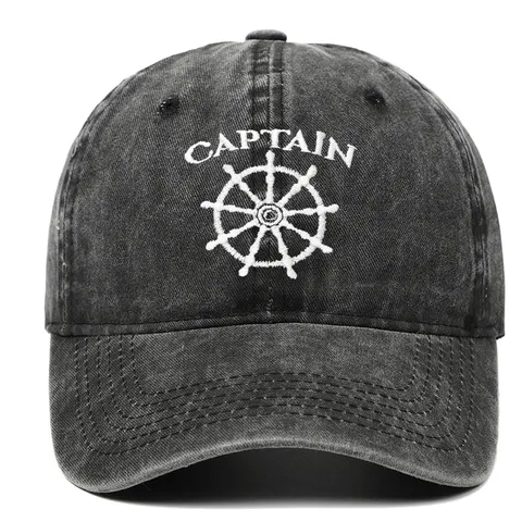 Vintage Washed Cotton Baseball Cap For Women Men Retro Captain Embroidery Adjustable Sun Hat Distressed Nautical Dad Cap