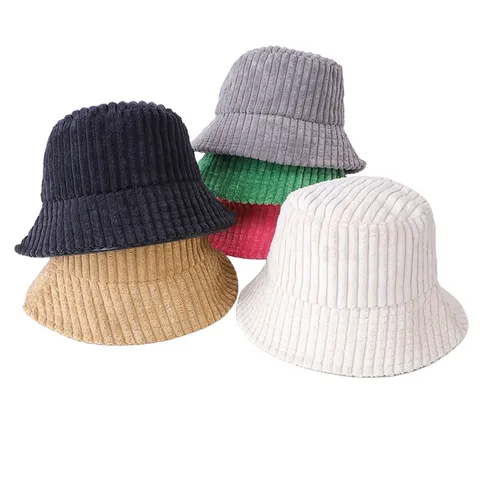 Vintage Breit Gerippter Cord Anglerhut Für Damen Einfarbig Retro Fischerhut Mode Lässig Faltbar Warm Winter Herbst Sonnenhut