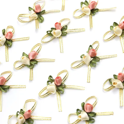 Handgemachte Polyester Band Schleifen Rosenknospe Stoff Schleifen Für Geschenkbox Hochzeit Party Dekoration DIY Handwerk Zubehör
