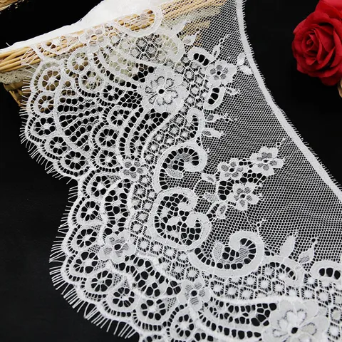 White And Black Eyelash Lace Trim Polyester Fabric Ribbon For DIY Clothing Sewing Decoration And Craft Projects