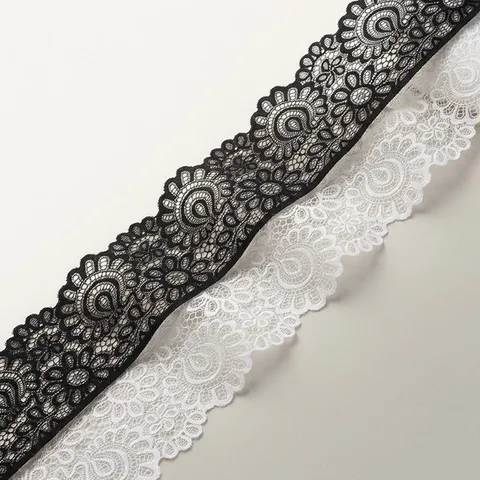 Wide Elastic Lace Trim Ribbon For Garment Sewing Wedding Dress Diy Craft Fabric Decorative Floral Hollow Pattern