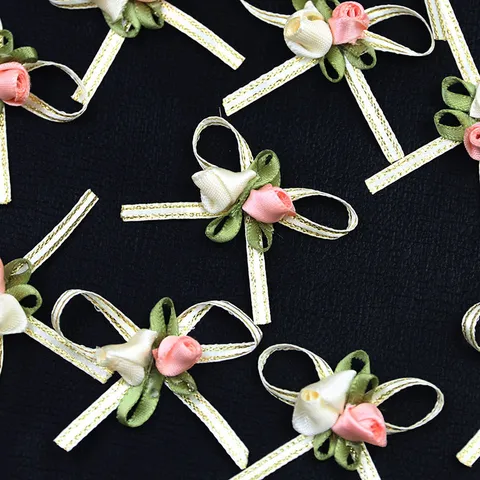 Handgemachte Polyester Band Schleifen Rosenknospe Stoff Schleifen Für Geschenkbox Hochzeit Party Dekoration DIY Handwerk Zubehör