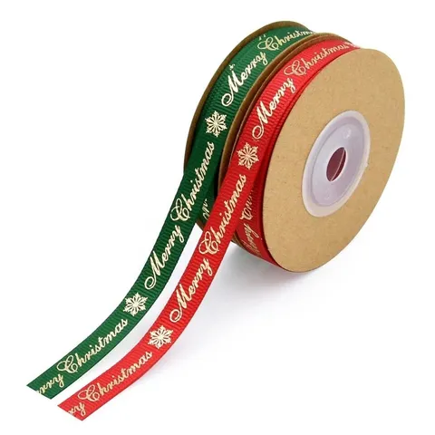 Weihnachten Frohe Weihnachten Bedruckt Ripsband Goldprägung Schneeflocke Band Für Geschenkverpackung Feiertag Party Dekor