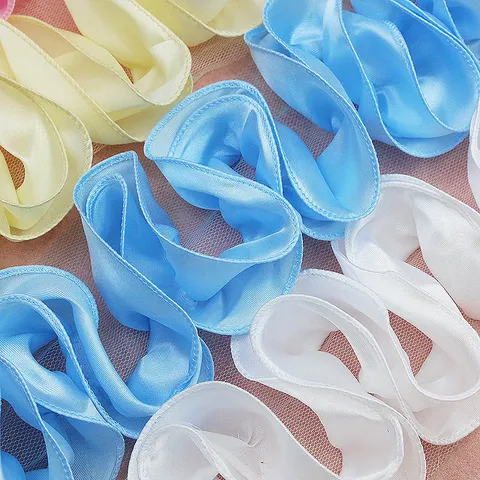 Polyester Pleated Wavy Lace Trim 9cm Wide 0.9m Roll Ruffled Ribbon For Sewing Garment Collar DIY Craft Decoration