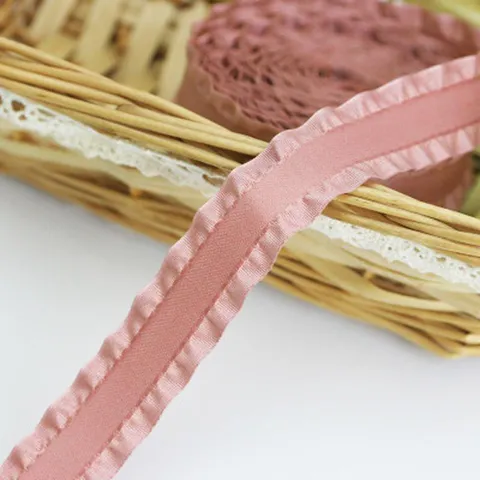 Pleated Ruffle Satin Ribbon Fabric Trim For Flower Wrapping Wedding Gift Packaging Craft Home Party Decoration