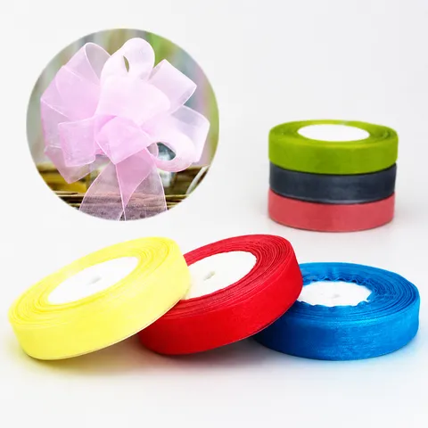 Sheer Organza Ribbon For Gift Packaging Wedding Party Decoration Floral Bow Craft Wrapping Silk Ribbon