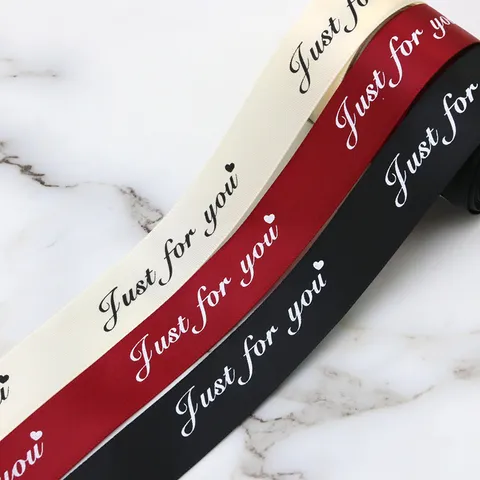 Polyester Ribbon Just For You Printed Satin Ribbon For Gift Wrapping Wedding Party Holiday Craft Decoration