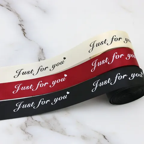 Polyester Ribbon Just For You Printed Satin Ribbon For Gift Wrapping Wedding Party Holiday Craft Decoration
