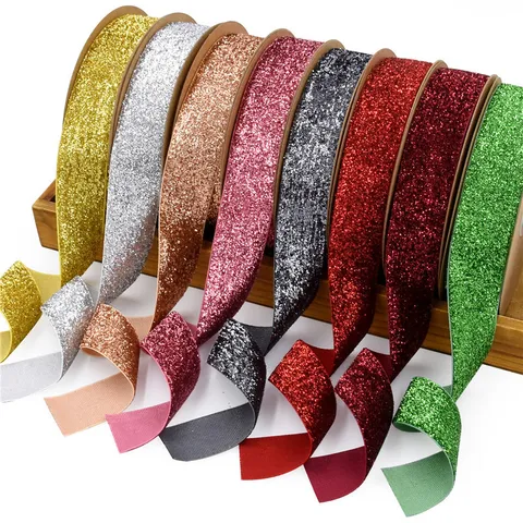 Flocked Ribbon Glitter Velvet Ribbon For Gift Wrapping Bows Cake Decorating Craft Ribbon Wedding Party Holiday Decor