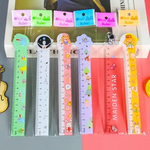 Linda Regla de Plástico de Animales de Dibujos Animados Herramienta de Medición Centimétrica con Forma Transparente para Estudiantes Escolares Regalo Niños