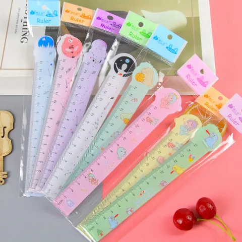 Linda Regla de Plástico de Animales de Dibujos Animados Herramienta de Medición Centimétrica con Forma Transparente para Estudiantes Escolares Regalo Niños
