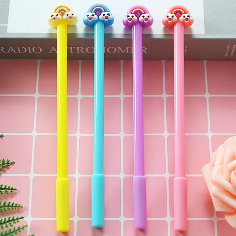 Cartoon Rainbow Cloud Gel Pen Cute Stationery 0.5mm Black Ink Needle Tip Signature Pen For Students School Office Supplies