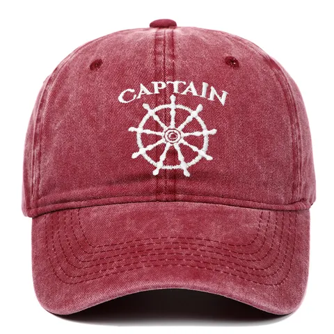 Vintage Washed Cotton Baseball Cap For Women Men Retro Captain Embroidery Adjustable Sun Hat Distressed Nautical Dad Cap