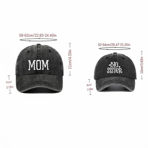 Cappellino da Baseball in Cotone Lavato Ricamato Mom Dad Big Sister Brother Set Famiglia Cappello da Sole Retro Genitori Bimbi