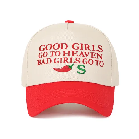 Retro Bestickte Baseballkappe Baumwolle Farbblock Trucker Hut Good Girls Go To Heaven Slogan Verstellbar Lässig Sonnenhut