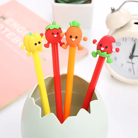 Stylo Gel en Forme de Légumes Outil d'Écriture Mignon pour Étudiant Fournitures de Bureau Créatives en Plastique et Silicone