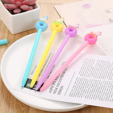 Creative Donut Unicorn Gel Pen For Students School Office Supplies Cute Cartoon Animal Plastic Stationery Signature Pen
