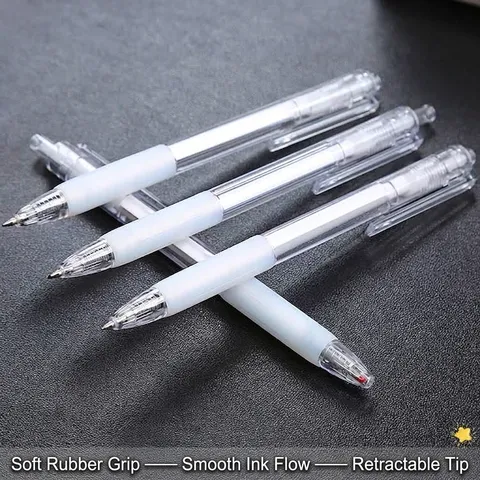 Minimalist Retractable Gel Pen 0.5mm Black Ink Transparent Plastic Signature Pen For Office School Stationery Student Writing