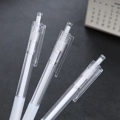 Minimalist Retractable Gel Pen 0.5mm Black Ink Transparent Plastic Signature Pen For Office School Stationery Student Writing