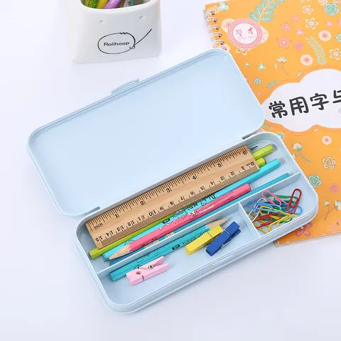 Minimalist Frosted Plastic Pencil Case Large Capacity Compartment Design Macaron Color Waterproof Stationery Storage Box For Students Office School