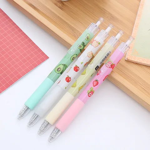 Penna Gel a Pressione con Motivo a Frutta 0.5mm Inchiostro Nero Cancelleria in Plastica per Studenti Ufficio Scuola