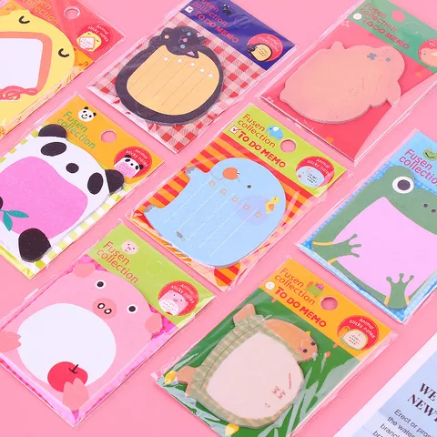 Foglietti Adesivi a Forma di Animale da Cartone Animato Carta Colorata Blocco Note Autoadesivo per Scuola Ufficio Promemoria