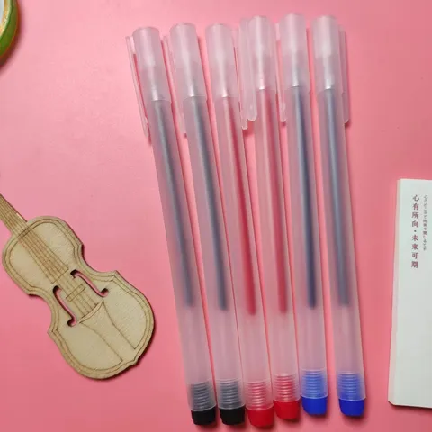 Transparent Frosted Gel Pen Minimalist Plastic Stainless Steel Fine Point Needle Tip Writing Pen For Office School Stationery Supplies