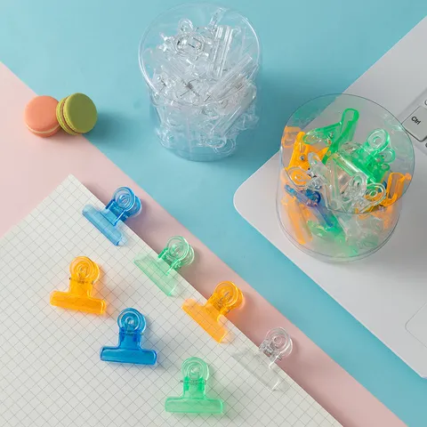 Transparent Acrylic Binder Clips Ice Clear Long Tail Clamps Paper Clamps With Storage Bucket For Office School Desk Organization