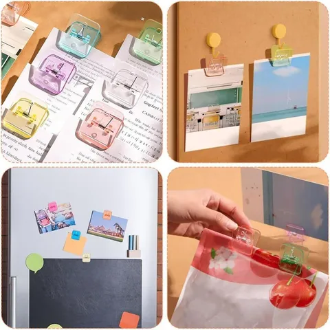 Acrylic Document Clips Colorful Memo Note Binder Clips Transparent Plastic Paper Clamp Office School Stationery Supplies