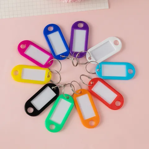 Plastic Key Tags Luggage Labels With Split Ring And Paper Insert For Key Management Classification Assorted Colors