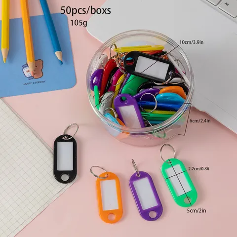 Plastic Key Tags Luggage Labels With Split Ring And Paper Insert For Key Management Classification Assorted Colors